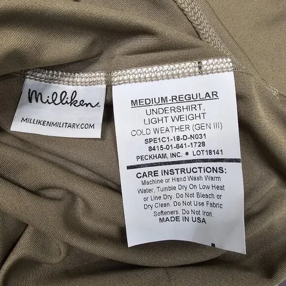 USGI Gen 3 Cold Weather Base Layer Set Medium Regular New NWT Peckham Top Bottom - Picture 4 of 6